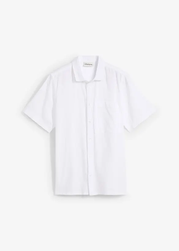 Chemise manches courtes en lin mélangé léger, bonprix