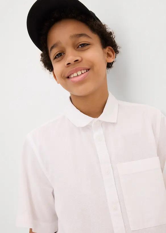 Chemise manches courtes en lin mélangé léger, bonprix