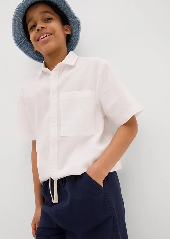 Short Regular à taille élastiquée en lin mélangé léger, bonprix