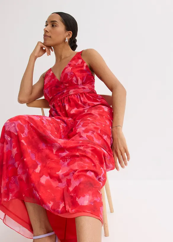 Robe longue en doux mesh imprimé, bonprix