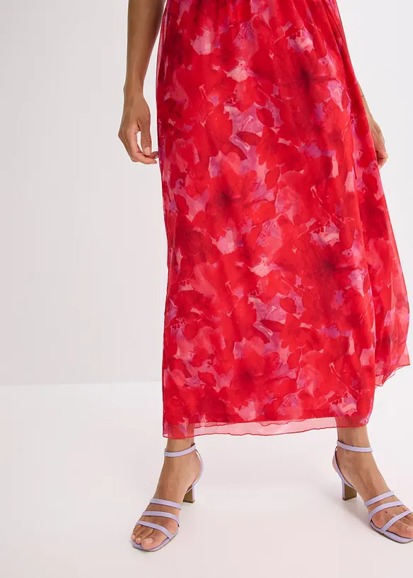 Robe longue en doux mesh imprimé, bonprix