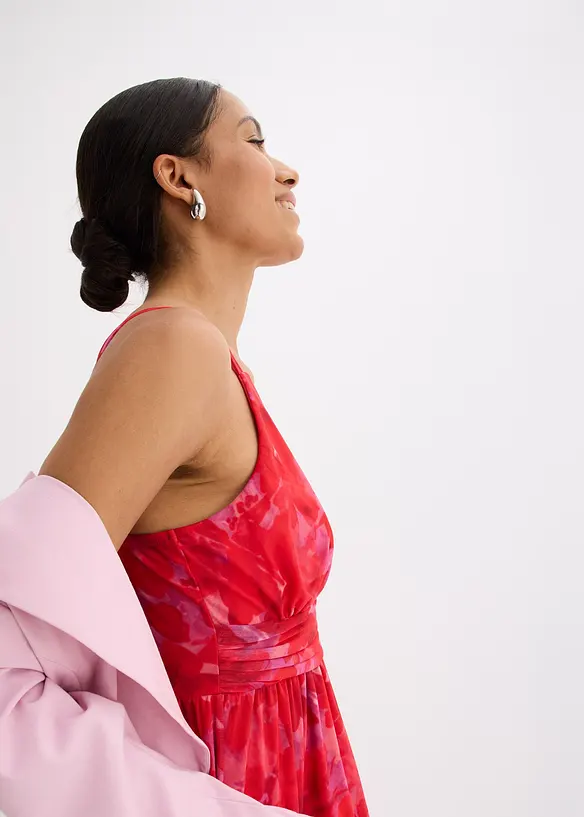 Robe longue en doux mesh imprimé, bonprix