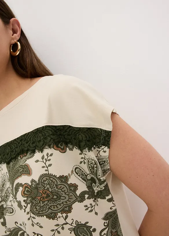 T-shirt oversize avec un galon de dentelle, bonprix