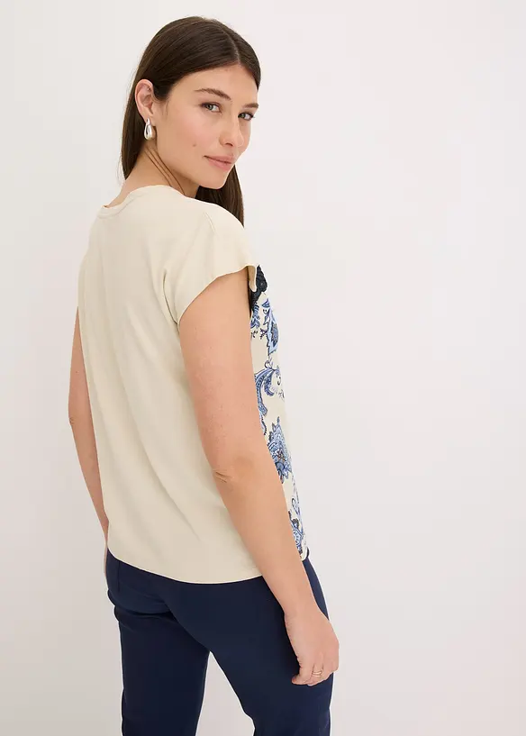 T-shirt oversize avec un galon de dentelle, bonprix