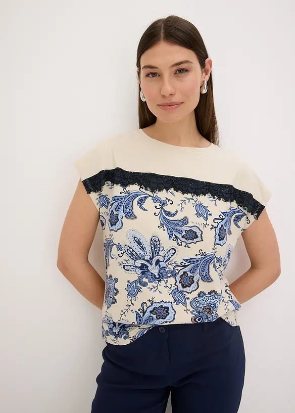 T-shirt oversize avec un galon de dentelle, bonprix