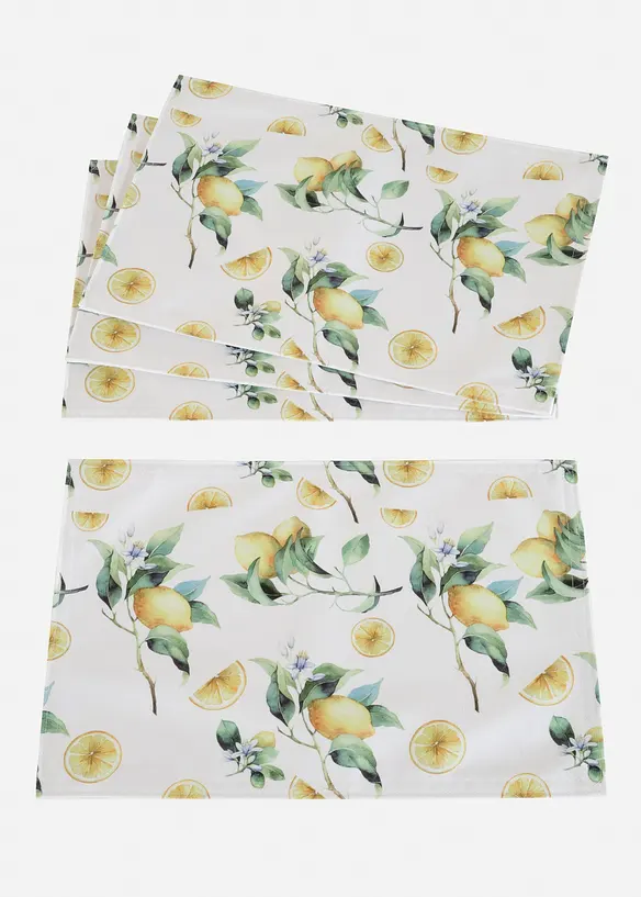 Set de table (4&nbsp;pces) &agrave; imprim&eacute; citron, bonprix