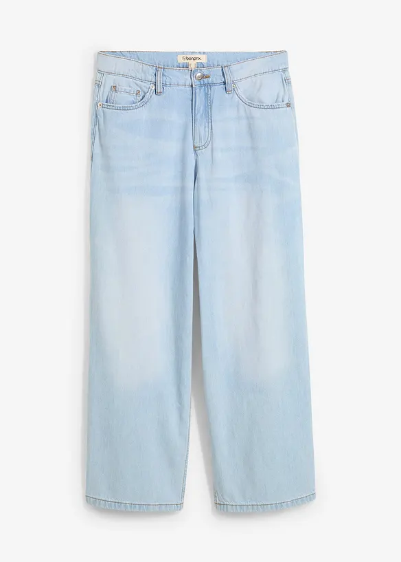 Jean baggy, taille mi-haute, doux, raccourci, bonprix