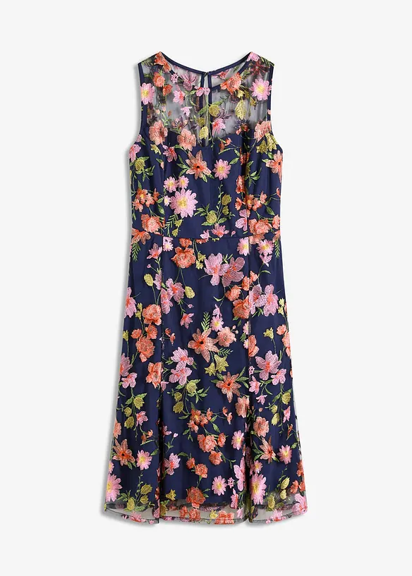 Robe midi avec broderies florales, bonprix