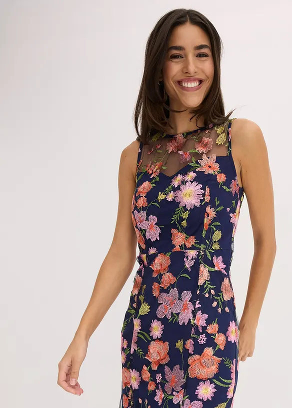 Robe midi avec broderies florales, bonprix