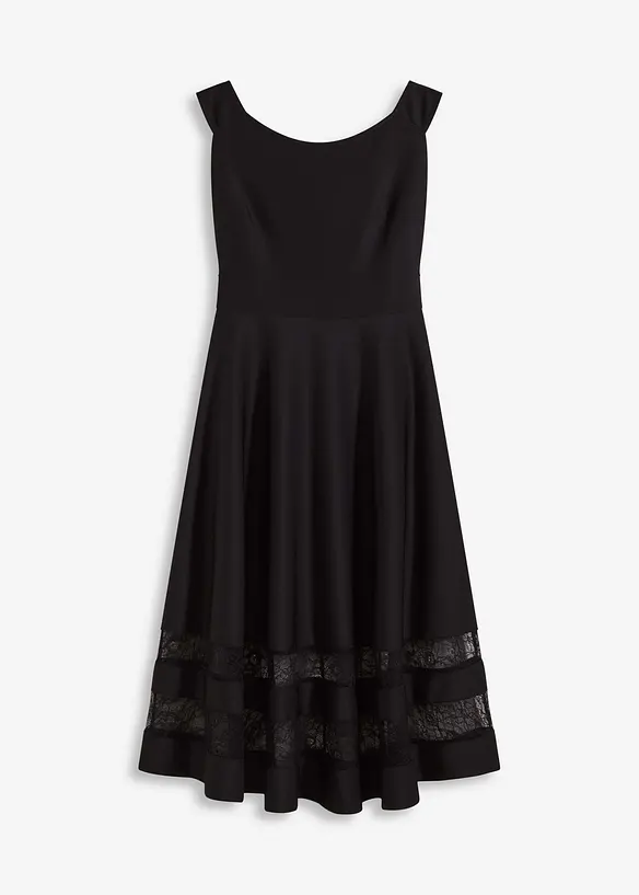 Robe col Bardot avec dentelle et ceinture, bonprix