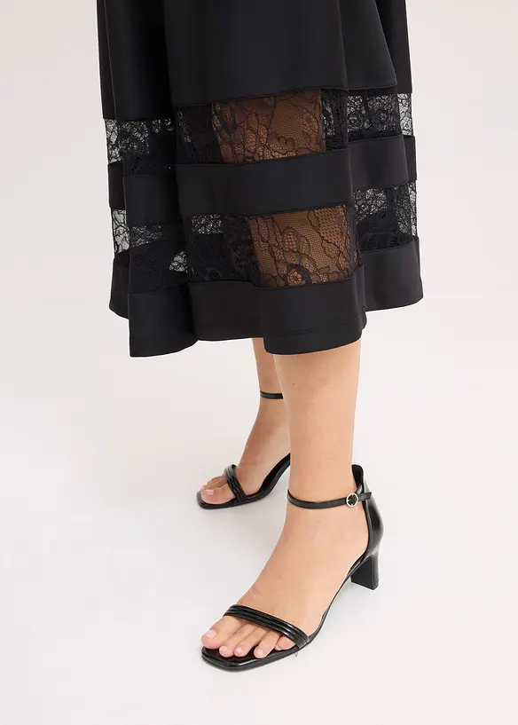 Robe col Bardot avec dentelle et ceinture, bonprix