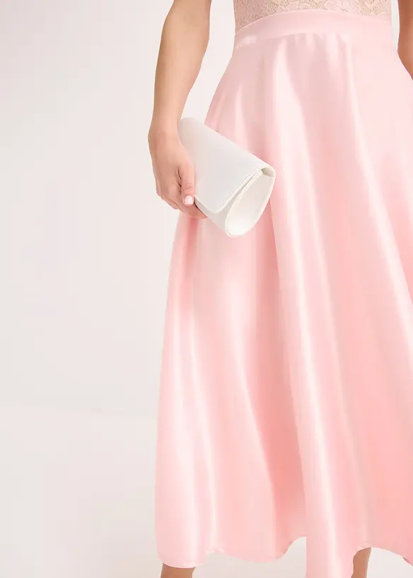 Robe midi en satin avec haut en dentelle, bonprix