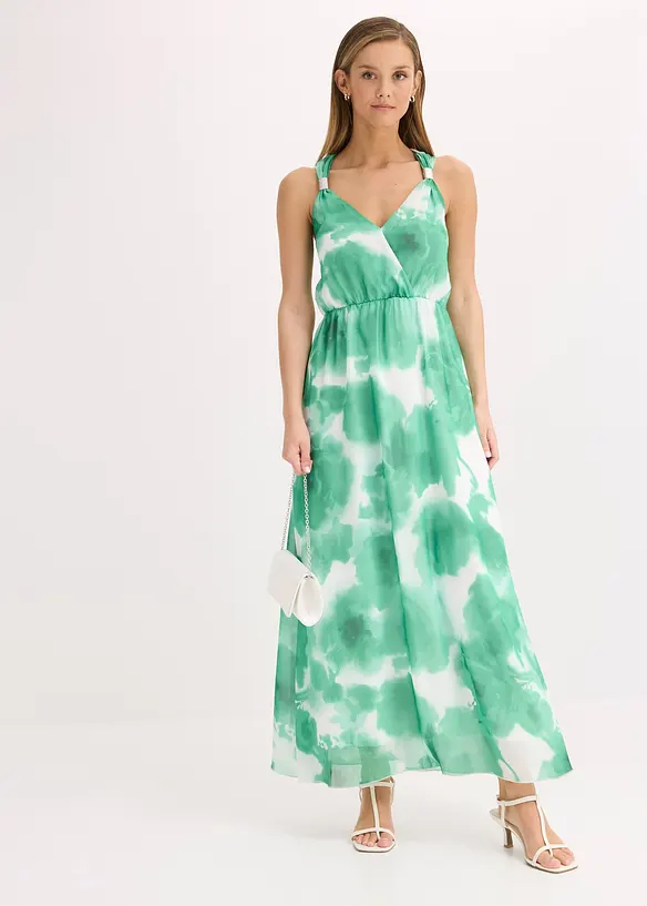 Robe longue en crêpe à bretelles ornées d’un anneau, bonprix