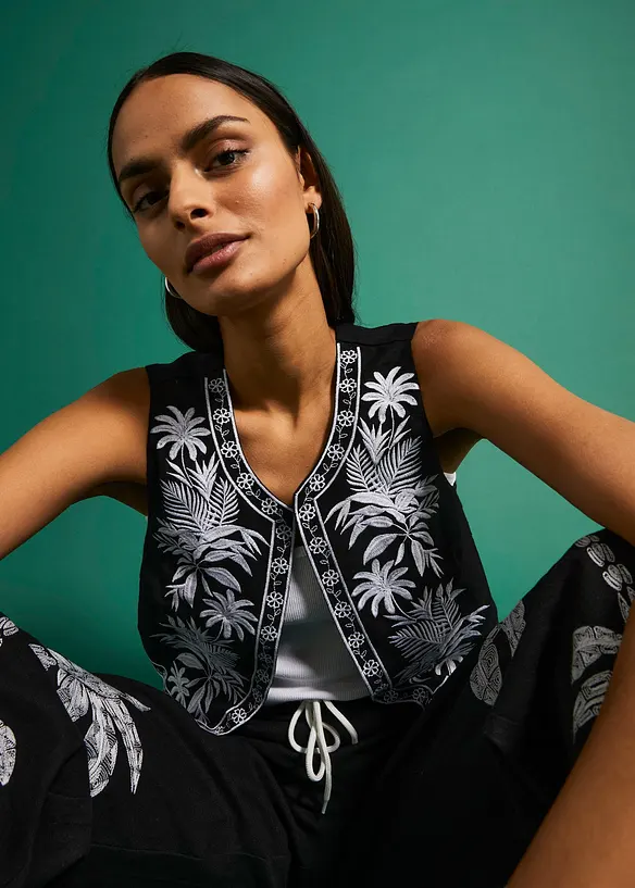 Gilet sans manches brod&eacute;, bonprix