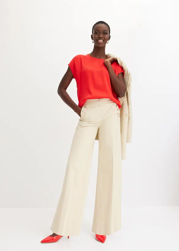 Pantalon twill à boutons décoratifs, bonprix