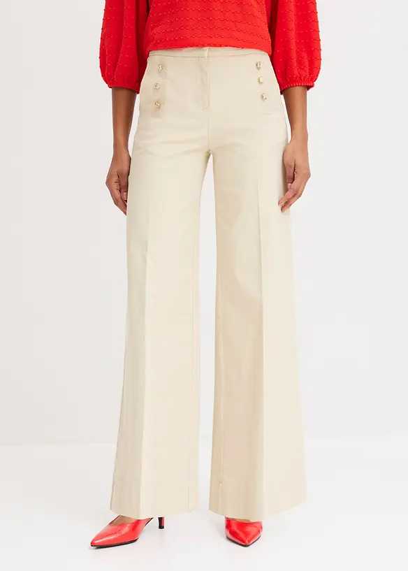 Pantalon twill à boutons décoratifs, bonprix