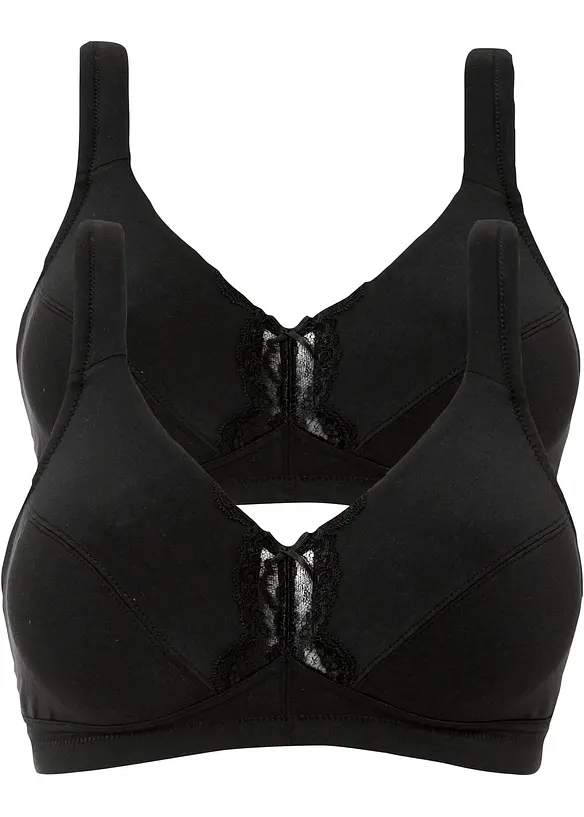 Lot de 2 soutiens-gorge coton sans armatures, bonprix