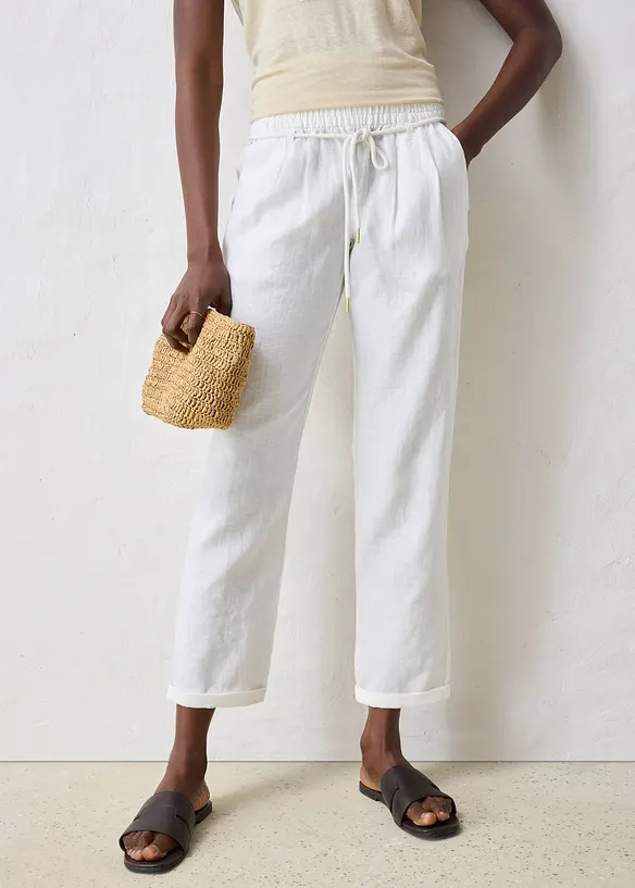 Pantalon taille élastiquée 100 % lin, bonprix