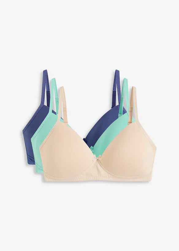 Lot de 3 soutiens-gorge coton à coques sans armatures, bonprix