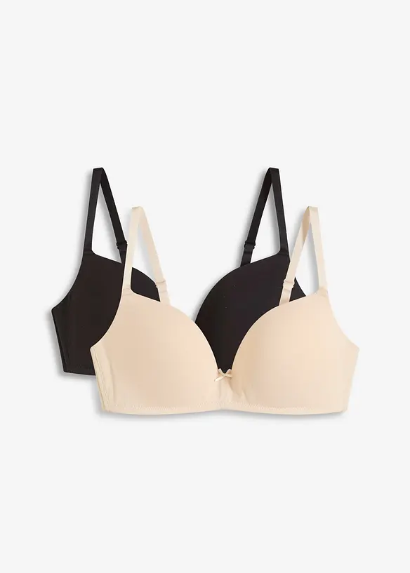 Lot de 2 soutiens-gorge push-up coton sans armatures, bonprix