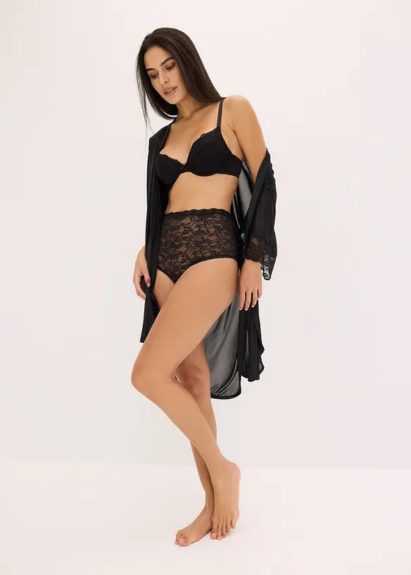 Lot de 3 slips taille haute en dentelle, bonprix