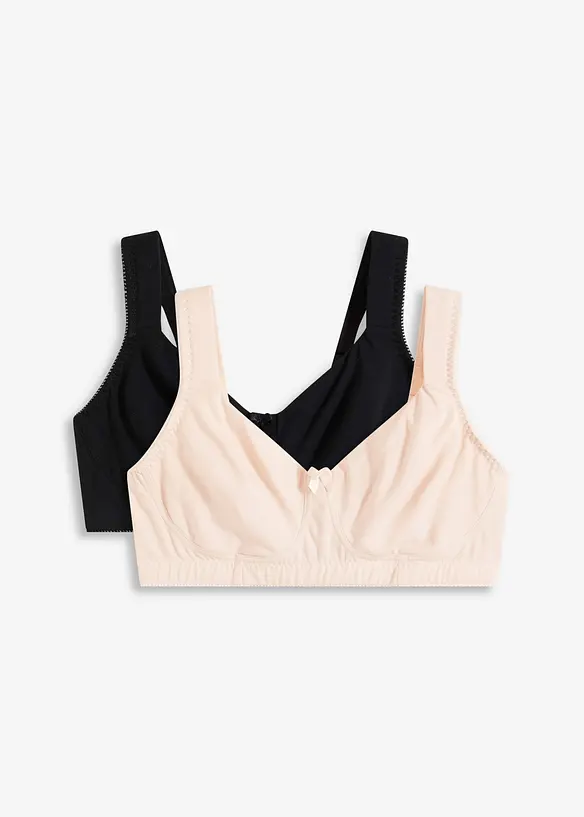 Lot de 2 soutiens-gorge coton moulés, non rembourrés, sans armatures, bonprix