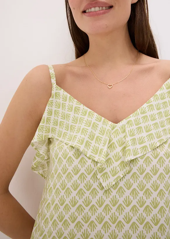 Robe midi à encolure volantée, bonprix