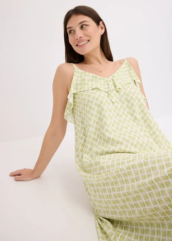 Robe midi à encolure volantée, bonprix