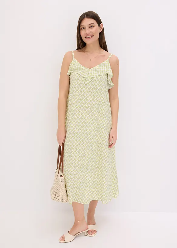 Robe midi à encolure volantée, bonprix