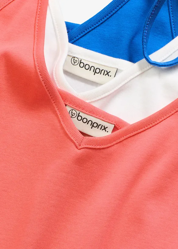 Lot de 3 tops &agrave; fines bretelles 100% coton, bonprix