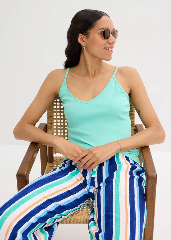 Lot de 3 tops &agrave; fines bretelles 100% coton, bonprix