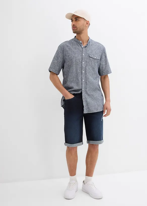 Bermuda en jean extensible, base retroussée, regular, bonprix