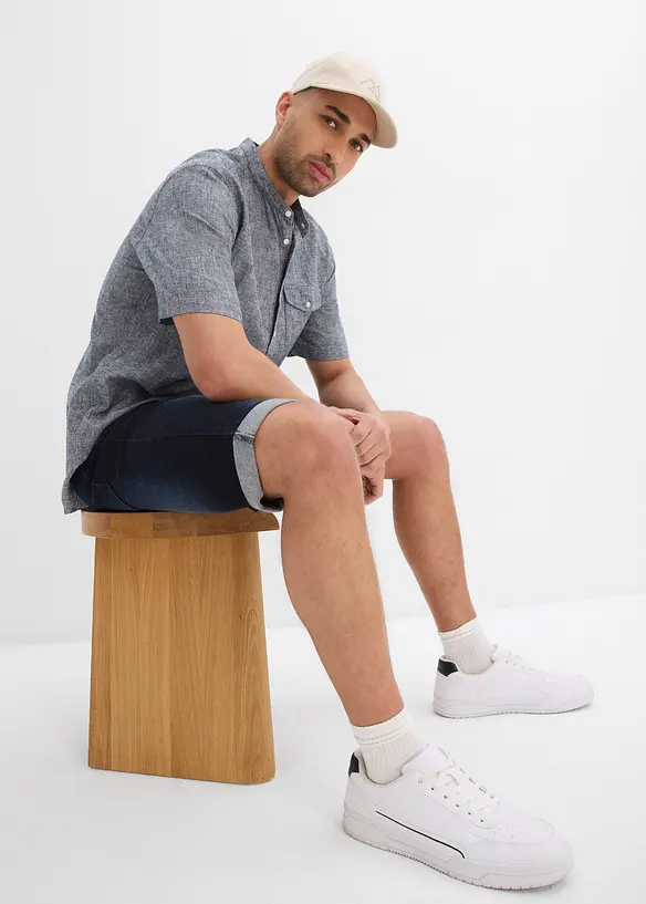 Bermuda en jean extensible, base retroussée, regular, bonprix