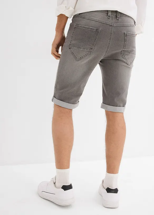 Bermuda en jean extensible, base retroussée, regular, bonprix
