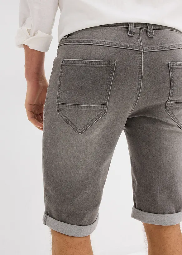 Bermuda en jean extensible, base retroussée, regular, bonprix