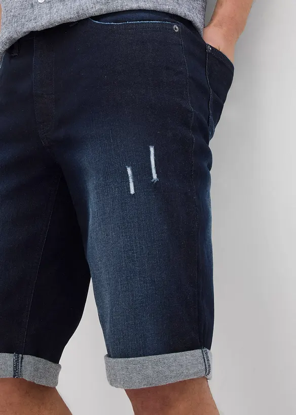 Bermuda en jean extensible, base retroussée, regular, bonprix