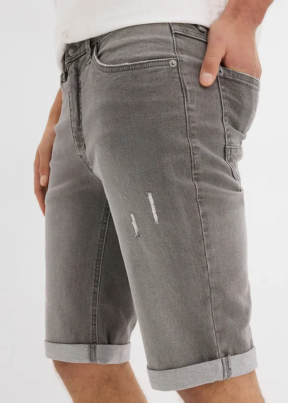 Bermuda en jean extensible, base retroussée, regular, bonprix