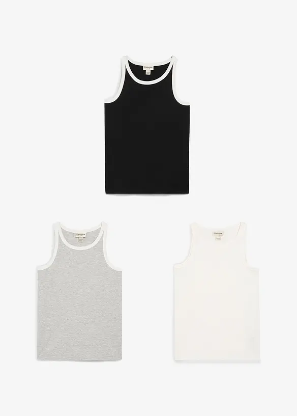 Lot de 3 tops en coton, bonprix