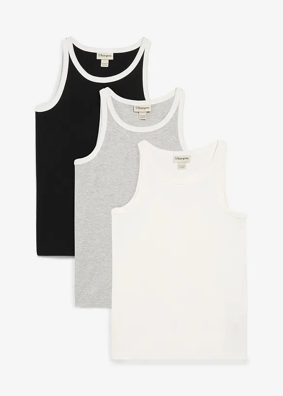 Lot de 3 tops en coton, bonprix