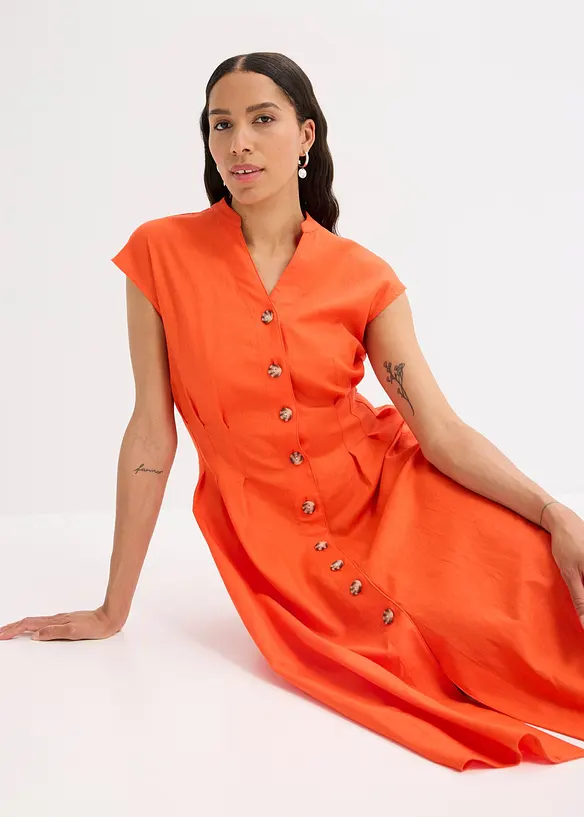 Robe midi légère en lin mélangé, bonprix