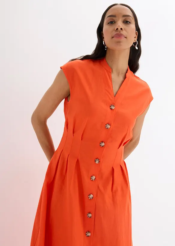 Robe midi légère en lin mélangé, bonprix