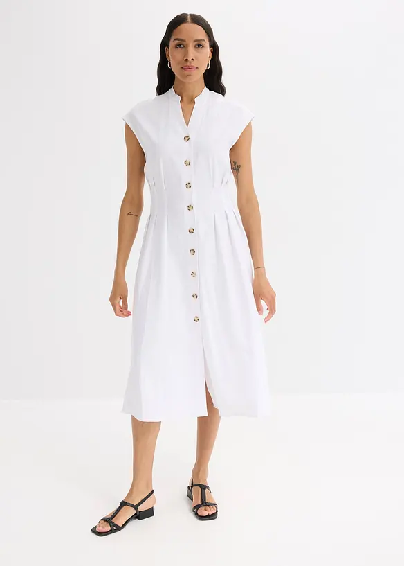 Robe midi légère en lin mélangé, bonprix
