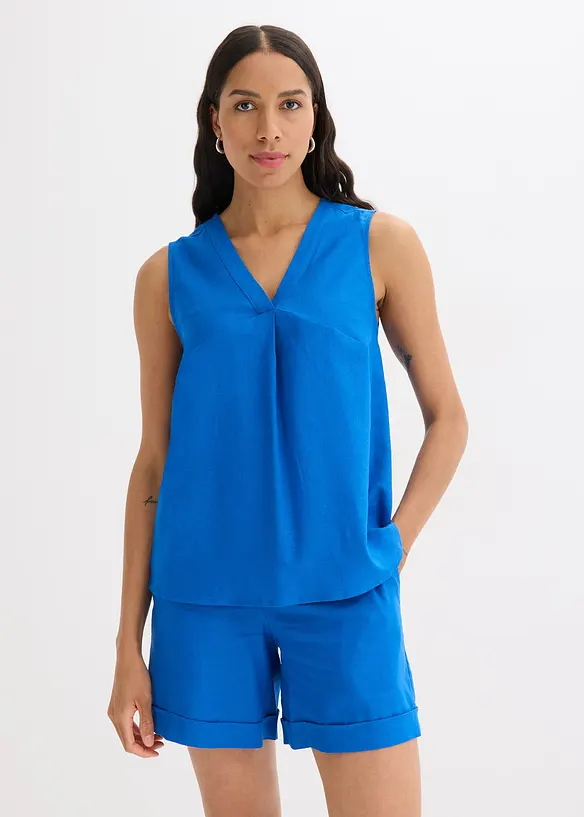 Blouse sans manches en lin mélangé, bonprix