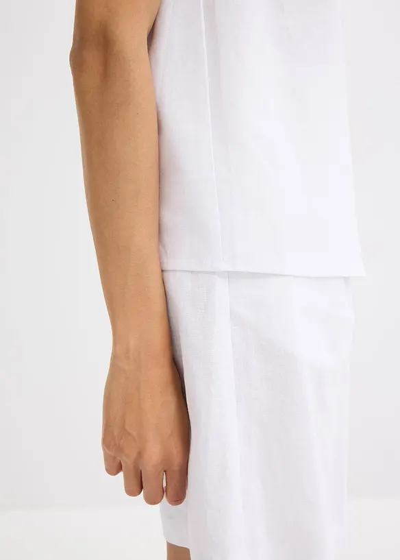 Blouse sans manches en lin m&eacute;lang&eacute;, bonprix