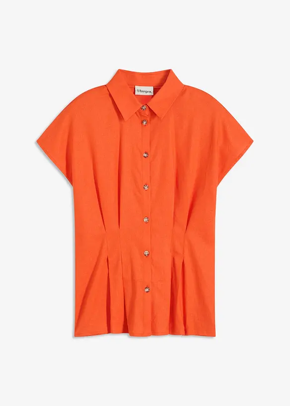 Chemisier léger à manches courtes en lin mélangé, bonprix