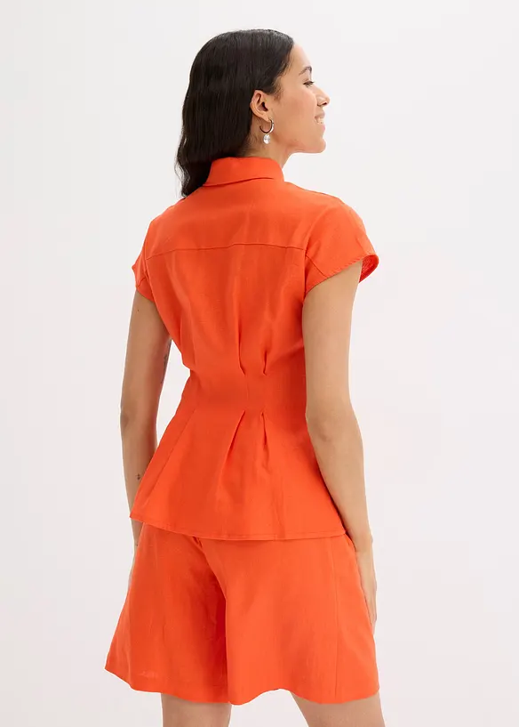 Chemisier léger à manches courtes en lin mélangé, bonprix