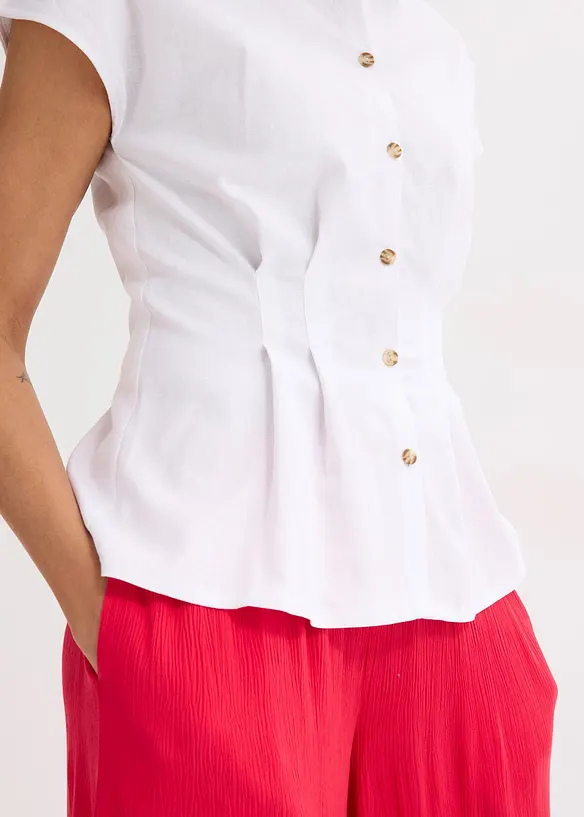 Chemisier léger à manches courtes en lin mélangé, bonprix