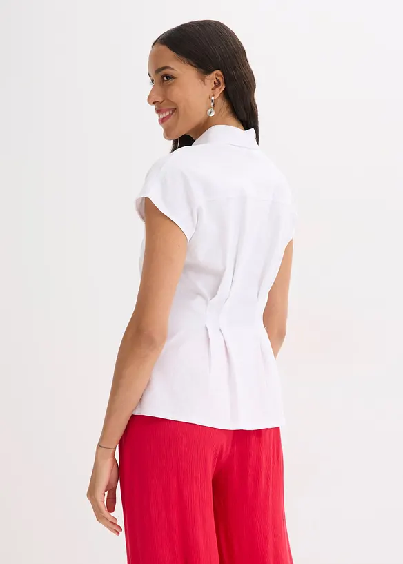 Chemisier léger à manches courtes en lin mélangé, bonprix