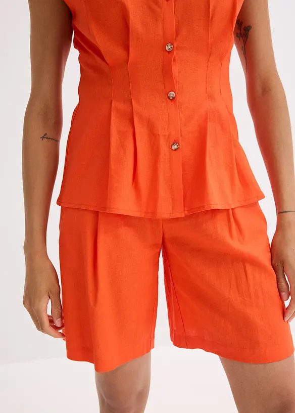 Chemisier léger à manches courtes en lin mélangé, bonprix