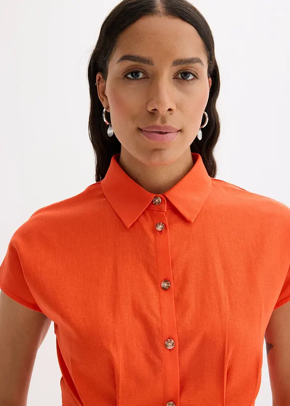 Chemisier léger à manches courtes en lin mélangé, bonprix